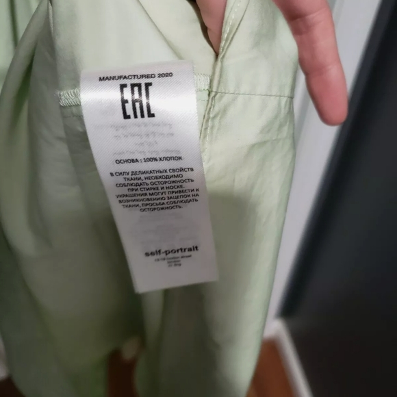 Self Portrait Pistachio cotton poplin maxi dress green 4 - Picture 7 of 8